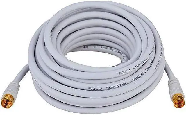 Alt view image 2 of 4 - 6 feet White RG6 Coax Cable F Pin Coaxial Tip BNC Extension Wire for Satellite Dish Cable TV Antenna