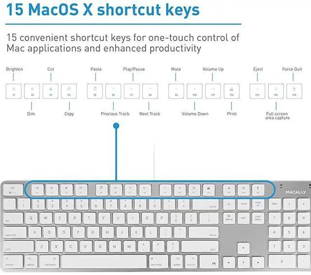 Alt view image 5 of 7 - UltraSlim USB Wired Keyboard with Number Keypad for Apple Mac Pro MacBook ProAir iMac Mac Mini Laptop Computers Windows Desktop PC Laptops Silver SLIMKEYPROA