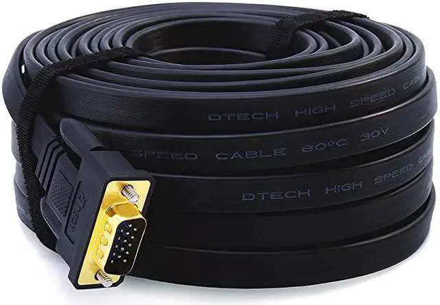 Alt view image 6 of 6 - Flat Thin Extra Long VGA Cable 100 ft Male to Male 15 Pin Connector Computer Monitor Cord 1080p High Resolution 31 Meter Black