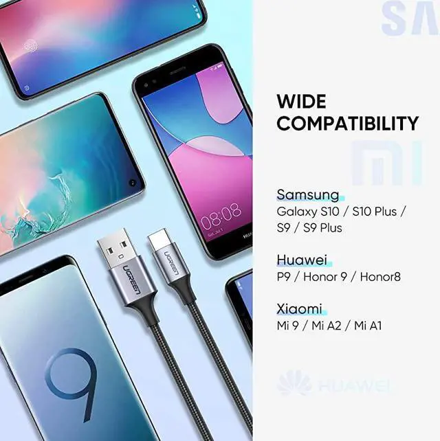 Alt view image 4 of 7 - USB Type C Cable Nylon Braided USB A to USB C Fast Charger Compatible for Samsung Galaxy S20 S10 S9 S8 Note 9 8 GoPro Hero 7 5 6 PS5 Controller Nintendo Switch LG G8 G7 V40 3ft