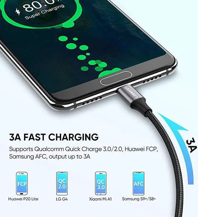 Alt view image 2 of 7 - USB Type C Cable Nylon Braided USB A to USB C Fast Charger Compatible for Samsung Galaxy S20 S10 S9 S8 Note 9 8 GoPro Hero 7 5 6 PS5 Controller Nintendo Switch LG G8 G7 V40 3ft