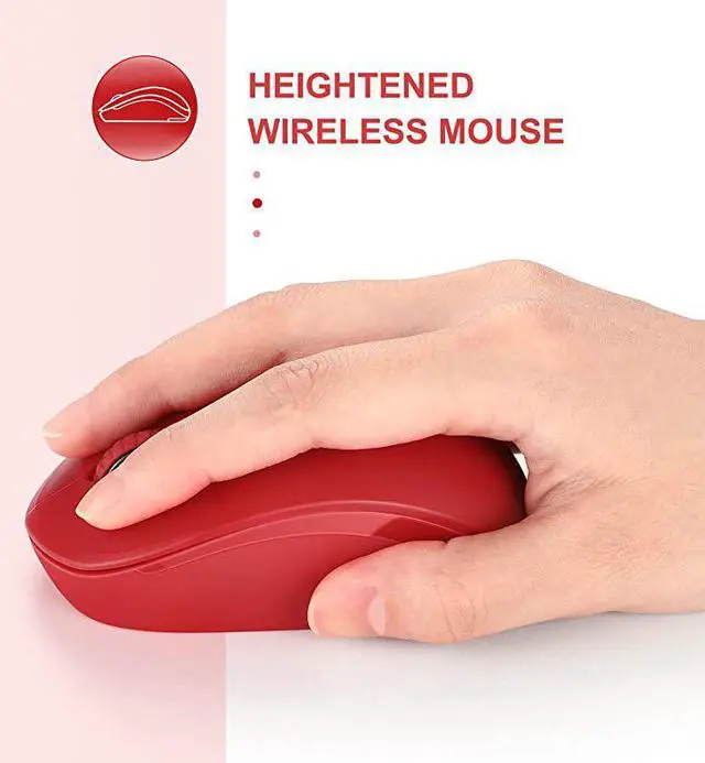 Alt view image 4 of 7 - Wireless Mouse 24G Noiseless Mouse with USB Receiver  Portable Computer Mice for Windows PC Notebook Laptop Red