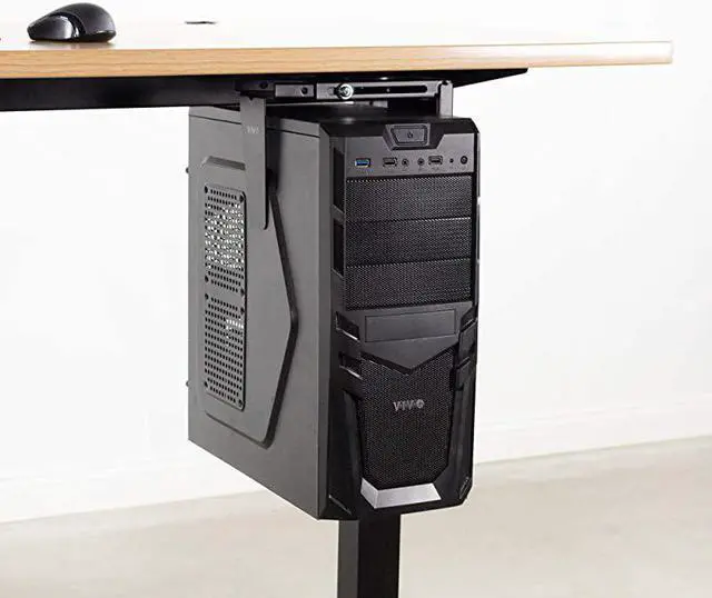 Alt view image 7 of 7 - Adjustable Under Desk and Wall PC Mount, Computer Case Holder with Swivel Action and Secure Locking, Black, MOUNT-PC01
