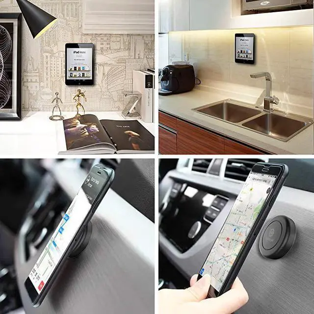 Alt view image 3 of 7 - Universal Flat Stick On 2 Pack Dashboard Magnetic Car Mount Holder for Cell Phones and Mini Tablets with Fast SwiftSnap Technology Extra Slim