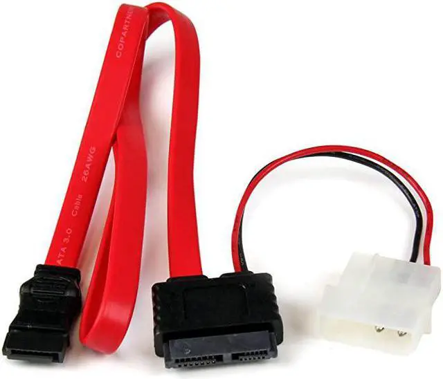 Main image of com 36in Slimline SATA to SATA with LP4 Power Cable Adapter SLSATAF36