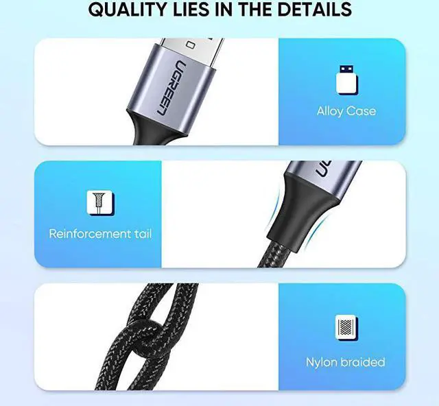 Alt view image 7 of 7 - USB Type C Cable Nylon Braided USB A to USB C Fast Charger Compatible for Samsung Galaxy S20 S10 S9 S8 Note 9 8 GoPro Hero 7 5 6 PS5 Controller Nintendo Switch LG G8 G7 V40 3ft