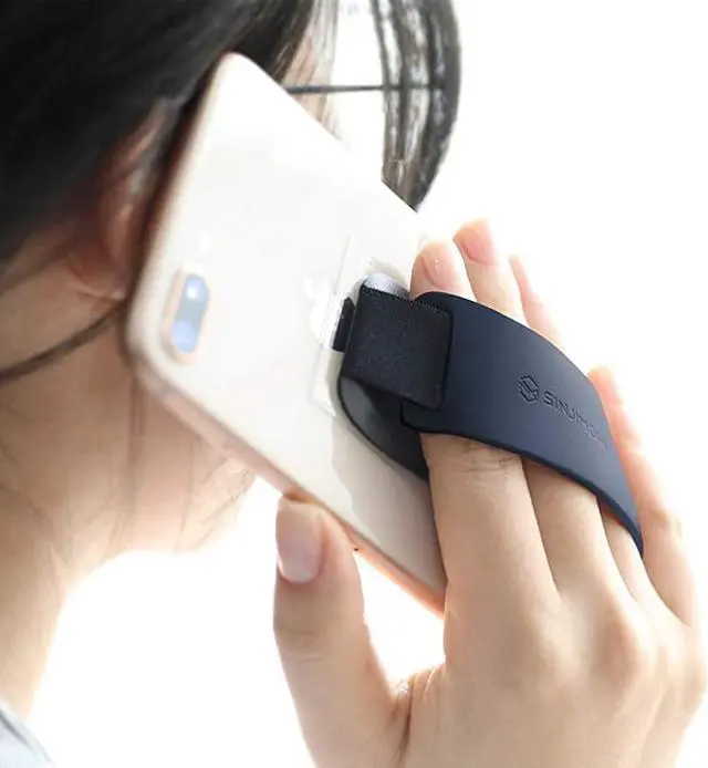 Alt view image 3 of 7 - Silicone Mobile Phone Grip with Stand Cell Phone Stand for Desk Secure iPhone Holder Strap for All Smartphone Sinji Grip Silicone Midnight Blue