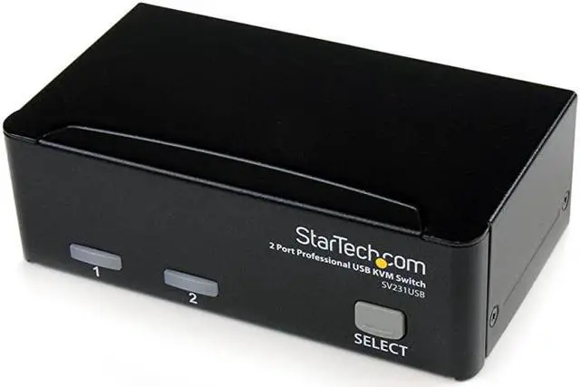 Main image of com 2 Port VGA USB KVM Switch VGA KVM Switch 1920x1440 USB 20 KVM Video Switch SV231USBBlack
