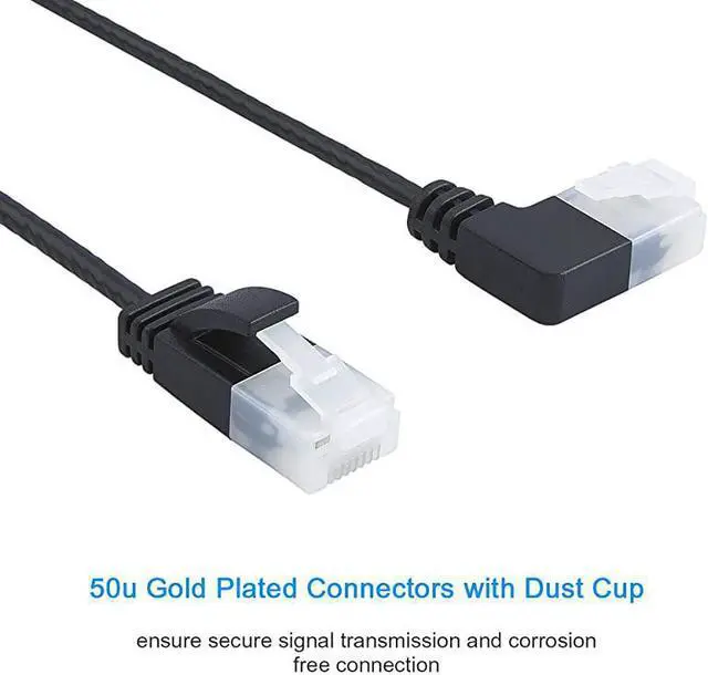 Alt view image 2 of 7 - Ultra Slim Cat6a Ethernet Cable  Up Angle UTP Network Patch Cable Cat 6a Category 6 05m164FT Black