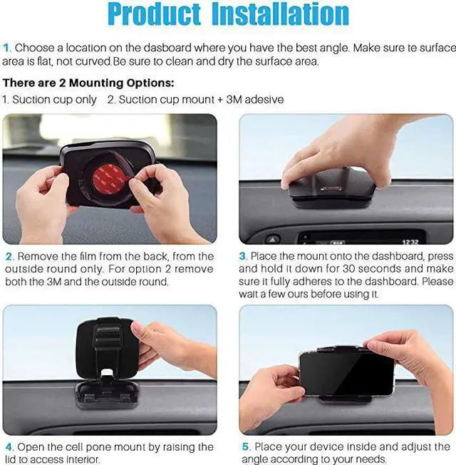 Alt view image 6 of 7 - Car Phone Mount  Dashboard Cell Phone Holder Dash Mount Cell Phone Holder for Smartphone Mobile Phone Car Mat Pad for Samsung Galaxy Nokia Smartphone Google and Note