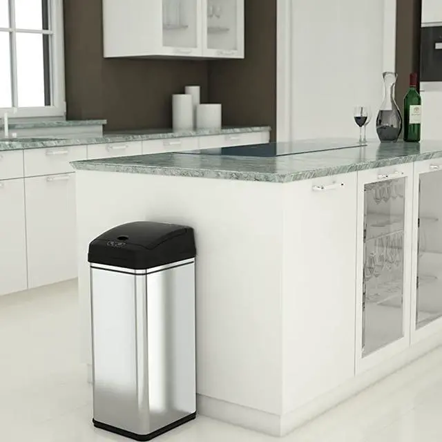 Alt view image 4 of 6 - 13 Gallon and 2.5 Gallon Automatic Touchless Sensor Kitchen Cans with Odor Control System, Stainless Steel, Includes 1 Waterproof Reusable “TRASH” Vinyl Sticker