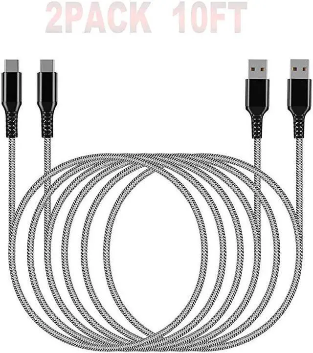 Main image of C Charger Cable Extra Long 10ft 2Pack Android -A to -C Fast Phone Charging Cord for Samsung Galaxy S10/S9/S8/s7/ Note/9/8/LG/Google Pixel 2/Motorola/PS5/Nintendo Switch/Kindle Fire/Xbox