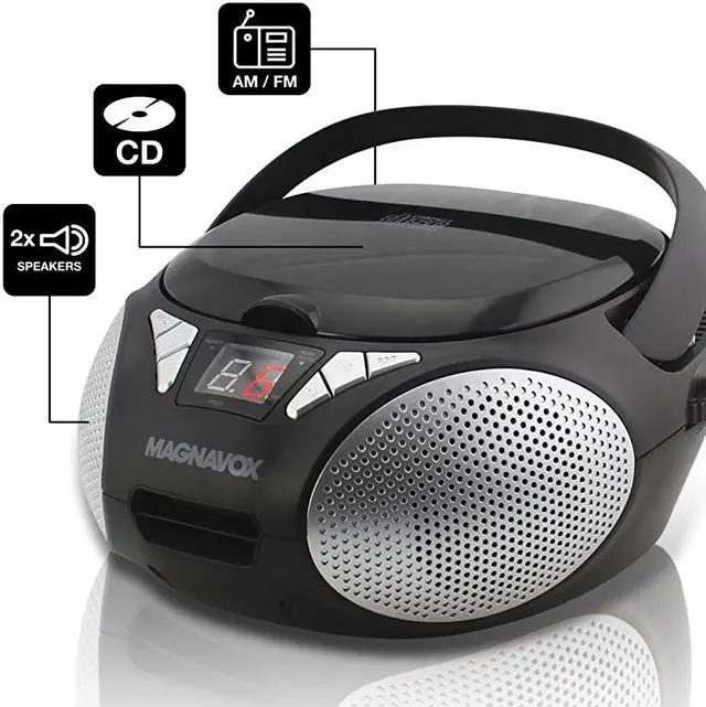 Alt view image 4 of 6 - MD6924 Portable Top Loading CD Boombox with AMFM Stereo Radio in Black | CDRCDRW Compatible | LED Display | AUX Port Supported | Programmable CD Player |