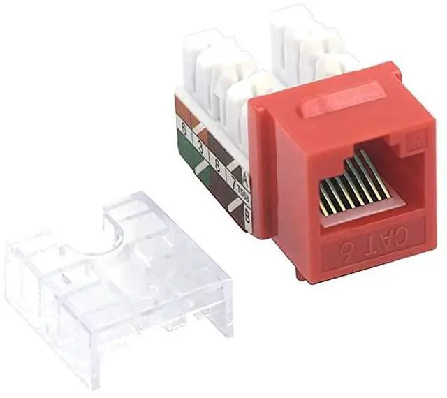 Alt view image 2 of 6 - 25Pack 90 Degree Cat6 RJ45 Keystone Jack Punch Down Keystone Jack AdapterRed UL Listed