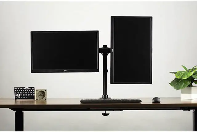 Alt view image 4 of 7 - Dual Monitor Curved Horizontal Array Desk Mount Stand fits Screens up to 27 inches STAND-V002E