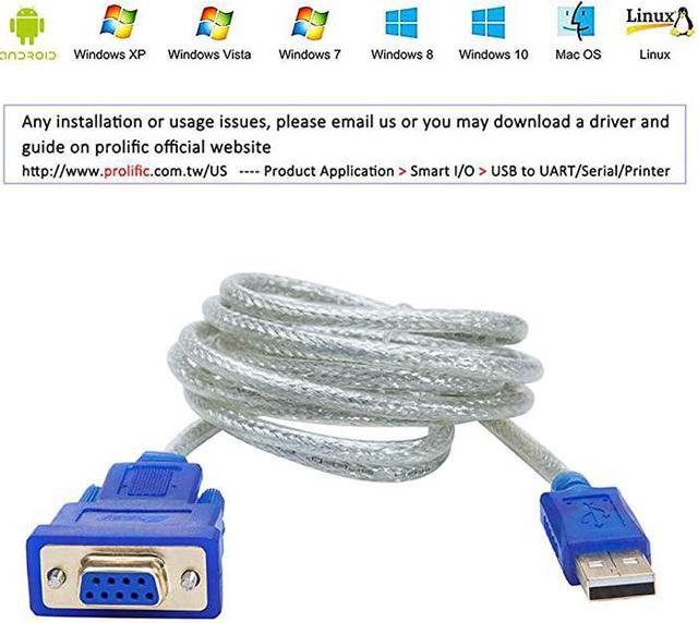 6 Feet USB to RS232 DB9 Female Serial Adapter Cable Supports USB 20 Windows 10 8 7 Mac Linux Management - Newegg.com