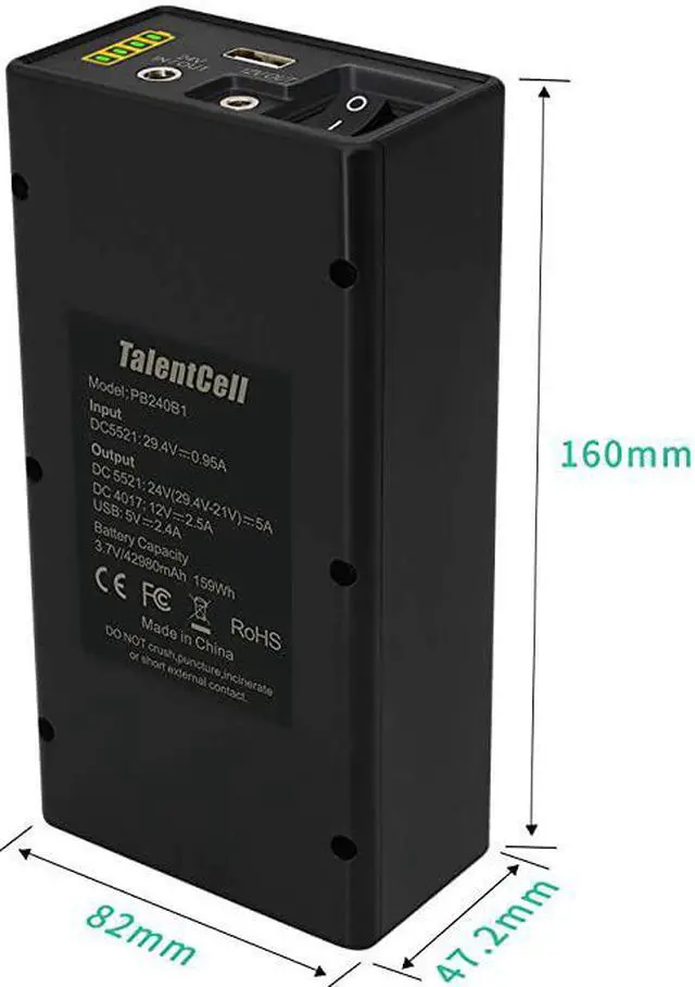 Alt view image 3 of 5 - 24V Lithium ion Battery PB240B1 Rechargeable 42980mAh 156Wh Liion Batteries Pack with DC 24V12 Volt and 5V USB Output for LED Light Strip CCTV Camera Smartphone and More