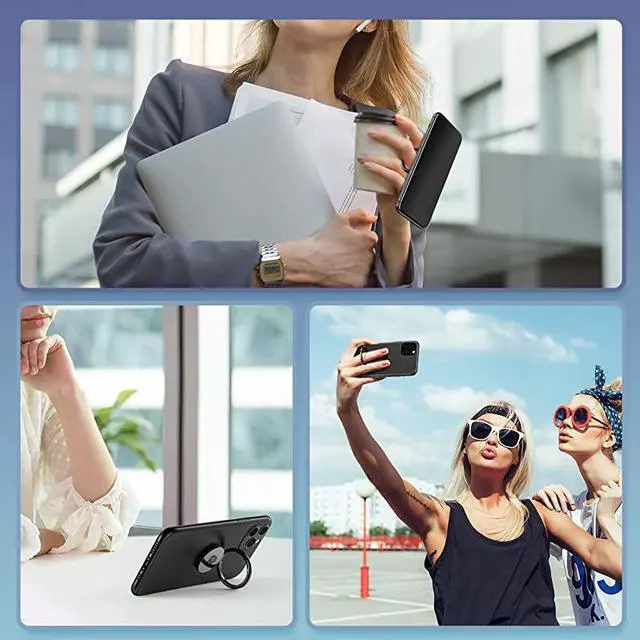 Alt view image 7 of 7 - Phone Ring Holder Finger KickstandMetal Grip Holder for Magnetic Car Mount Compatible with iPhone 12 Pro max12Pro1212 minifor All iPhone and Samsung Galaxy Black