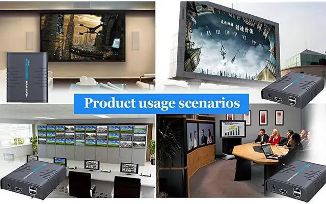 Alt view image 7 of 7 - USB HDMI KVM Extender Over Single Cat 55E67 Ethernet Cable Signal Extension Up to 120m365Ft USB Keyboard Mouse Support Adapter for ResidentialCommercial Use