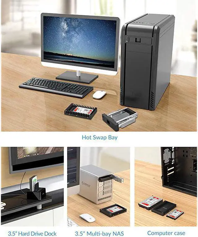 Alt view image 6 of 7 - 25 SSD SATA to 35 Hard Drive Adapter Internal Drive Bay Converter Mounting Bracket Caddy Tray for 7 95 125mm 25 inch HDD SSD with SATA III Interface