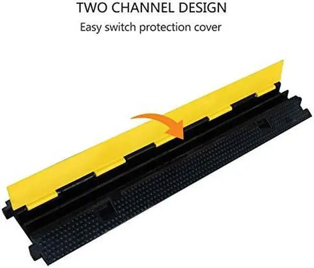 Alt view image 6 of 7 - 1 Pack Rubber Cable Ramp Hose Cable Protector Ramp 2 Channel 22000Lbs Load Capacity Traffic Speed Bump Wires Power Lines Extension Cord Cover for Indoor Outdoor