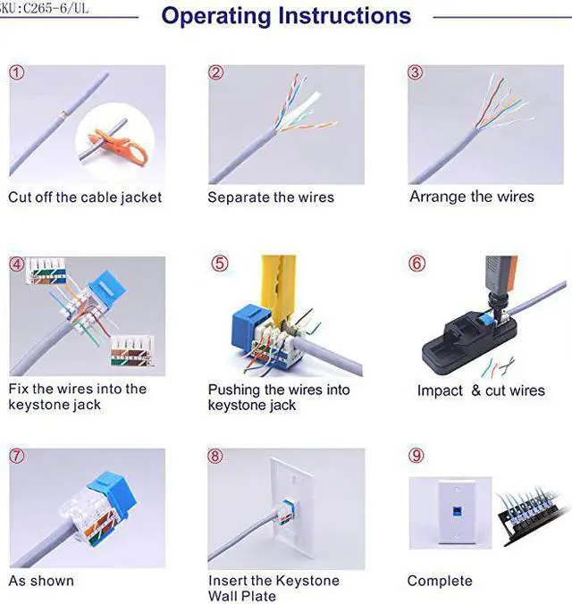 Alt view image 5 of 6 - 25Pack Cat6 RJ45 90 Degree Keystone Jack Punch Down Keystone Jack AdapterYellow UL Listed
