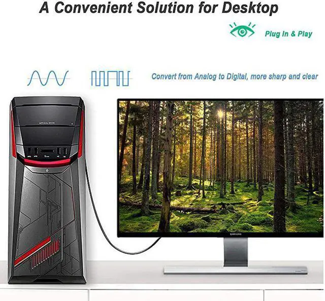 Alt view image 5 of 6 - VGA to HDMI  VGA to HDMI Adapter with Audio Support and 1080P Resolution VGA Input to HDMI Output