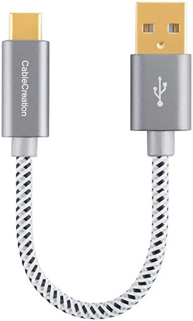 Alt view image 3 of 5 - Short USB C Cable, [2-Pack] 0.5ft 6 inch USB C to A Cable Braided 3A Fast Charging, Compatible with Galaxy S20/S10/S9/S9+, Note 10 9 8, LG V50 V30, Space Gray [56K Ohm Resistance]