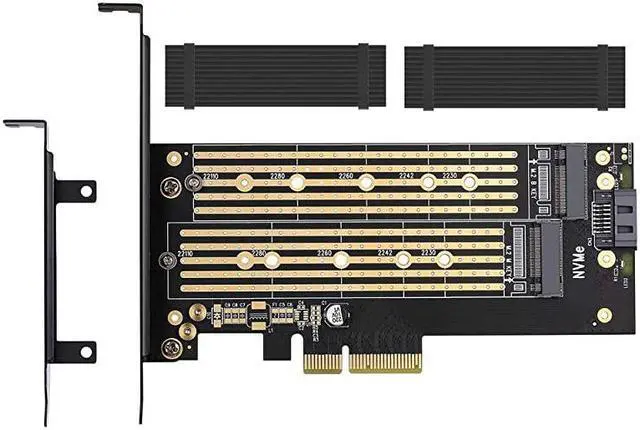 Main image of M.2 PCIE Adapter for SATA or PCIE NVMe SSD with Advanced Heat Sink Solution,M.2 SSD NVME (m Key) and SATA (b Key) 22110 2280 2260 2242 2230to PCI-e 3.0 x 4 Host Controller Expansion Card