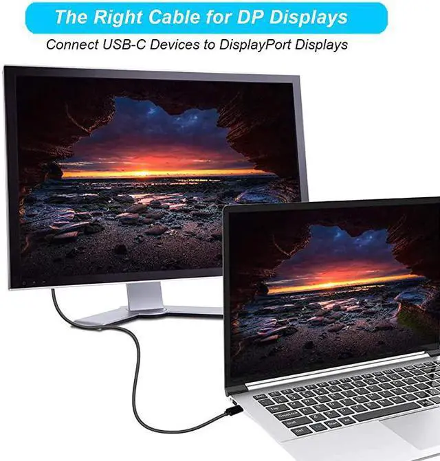 Alt view image 5 of 6 - USB C to DisplayPort 6 Feet Cable  USB TypeC to DP Adapter Thunderbolt 3 Compatible for MacBook Pro 20182017 MacBook AiriPad Pro 2018 Samsung Galaxy S10S9 Surface Book 2 and More