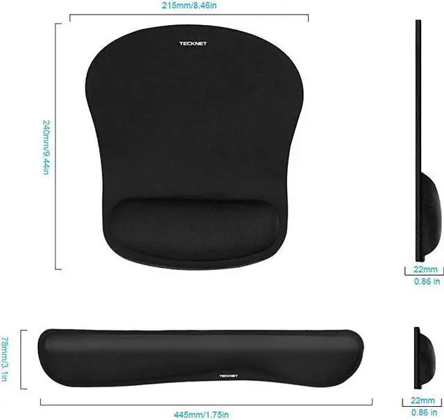 Alt view image 4 of 7 - Keyboard Wrist Rest and Mouse Pad with Wrist Support Memory Foam Set for ComputerLaptopMac Lightweight for Easy Typing Pain Relief Ergonomic Mousepad Black