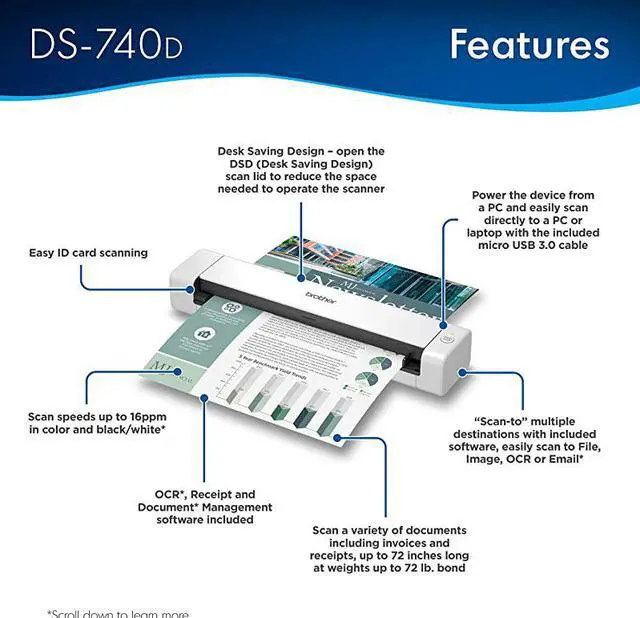 Alt view image 3 of 7 - DS740D Duplex Compact Mobile Document Scanner
