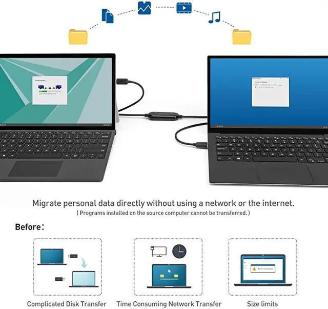 Alt view image 2 of 7 - USB 30 Data Transfer PC to PC for Windows and Mac Computer in 66 Feet PClinq5 and Bravura Easy Computer Sync Software Included