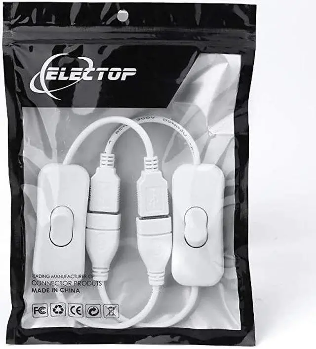 Alt view image 6 of 7 - 2 Pack Male to Female USB Cable with OnOff Switch USB Extension Inline Rocker Switch for Driving Recorder LED Desk Lamp USB Fan LED StripWhite