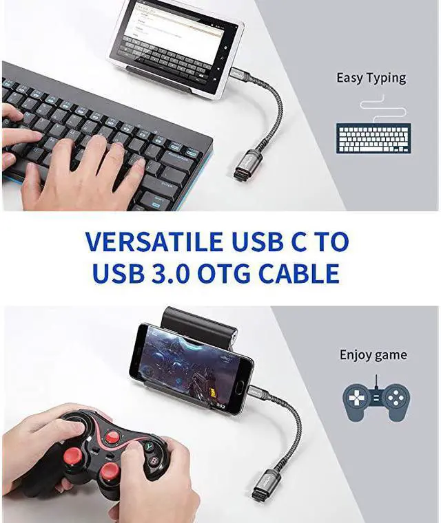 Alt view image 5 of 7 - USB C to USB Adapter  05ft 2 Pack Type C 30 OTG Cable On The Go Type C Male to USB A Female Adapter Compatible with MacBook Pro 2018 2017Samsung Galaxy S20 S20+ Ultra S8 S9 Note 10 etcGrey
