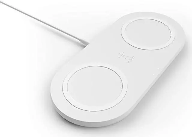 Alt view image 5 of 7 - BoostCharge 10W Fast Dual Wireless Charging Pad, Includes QuickCharge 3.0 Wall Charger and Cable, Case Compatible for iPhones, Airpods, Galaxy and Other Qi Enabled Devices (includes AC adapter)