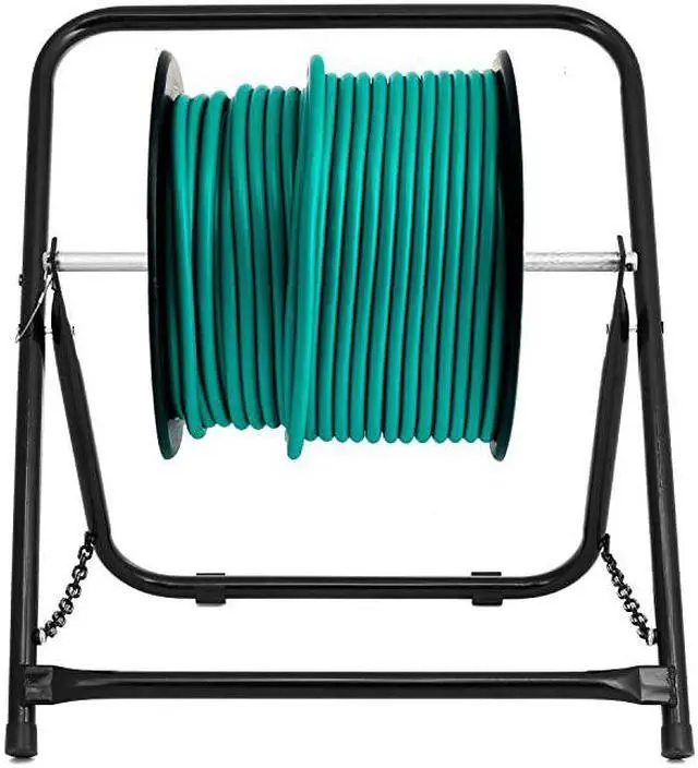 Alt view image 2 of 7 - Durable Single Axle Cable Caddy Commercial Industrial Grade Steel Wire Dispenser Compact Design Holds Cable Reels Up to 20quot Diameter and 100 lb Capacity Black