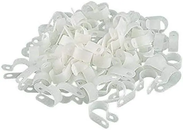 Main image of 200pcs White Nylon RType Cable Clamp Fastener for 12 Inch 127mm Dia Wire Tube Plastic Wire Cord Clip Fixer