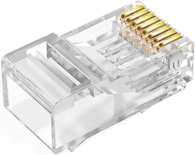 Main image of CAT6 RJ45 Connectors Ethernet End  GoldPlated 8P8C UTP Network Plug for Solid Wire amp Standard Cable Transparent Crimp Connector Cat6a Cable Insert 50Pack