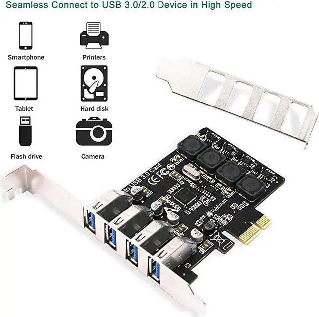 Alt view image 4 of 7 - PCIE 4-Ports Super Fast 5Gbps USB 3.0 Expansion Card for Windows Server XP Vista 7 8 8.1 10 (32/64bit) Desktop PC-Build in Self-Powered Technology-No Need Additional Power Supply (FS-U4L-Pro)