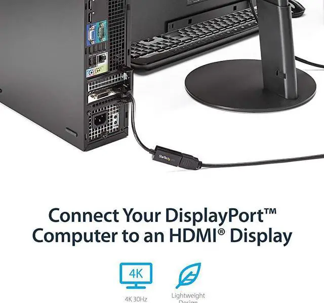 Alt view image 2 of 6 - com DisplayPort to HDMI Adapter - 4K 30Hz Active DisplayPort to HDMI Video Converter - DP to HDMI Monitor/TV/Display Cable Adapter Dongle - Ultra HD DP 1.2 to HDMI 1.4 Adapter (DP2HD4KS)