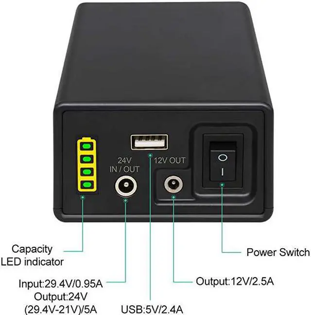 Alt view image 2 of 5 - 24V Lithium ion Battery PB240B1 Rechargeable 42980mAh 156Wh Liion Batteries Pack with DC 24V12 Volt and 5V USB Output for LED Light Strip CCTV Camera Smartphone and More