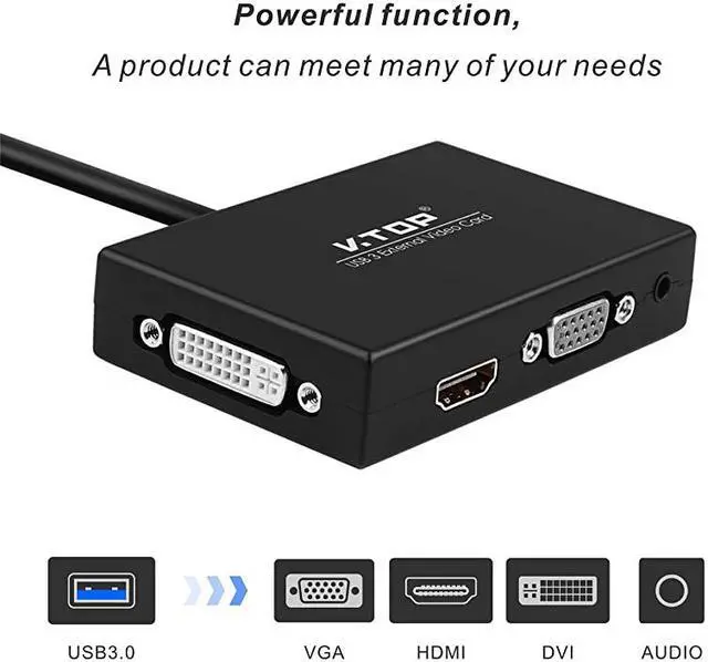 Alt view image 2 of 7 - 3.0 to HDMI-DVI-VGA Video Graphics Card Adapter for Multiple Monitors-Add HDMI and DVI-D or HDMI and VGA (Compatible for Windows 10, 8.1, 7, XP)