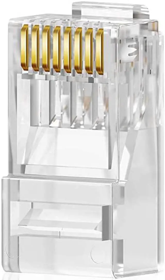 Alt view image 2 of 7 - CAT6 RJ45 Connectors Ethernet End  GoldPlated 8P8C UTP Network Plug for Solid Wire amp Standard Cable Transparent Crimp Connector Cat6a Cable Insert 50Pack