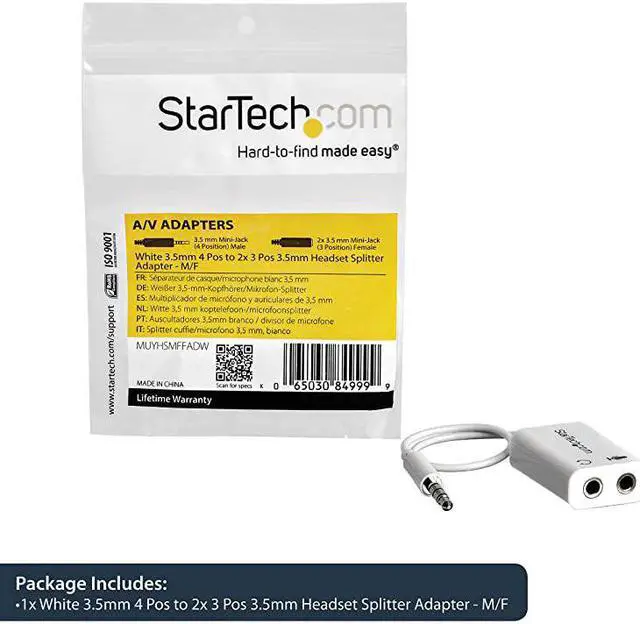 Alt view image 6 of 7 - com 4 Position Microphone and Headphone Splitter 35 mm 4 Pin 4 Pole Mic and Audio Combo Splitter Cable MUYHSMFFADW White