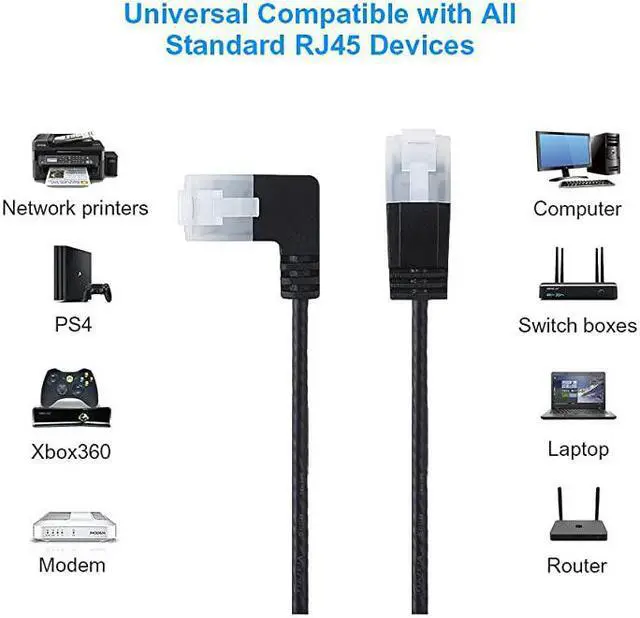 Alt view image 6 of 7 - Ultra Slim Cat6a Ethernet Cable  Up Angle UTP Network Patch Cable Cat 6a Category 6 05m164FT Black