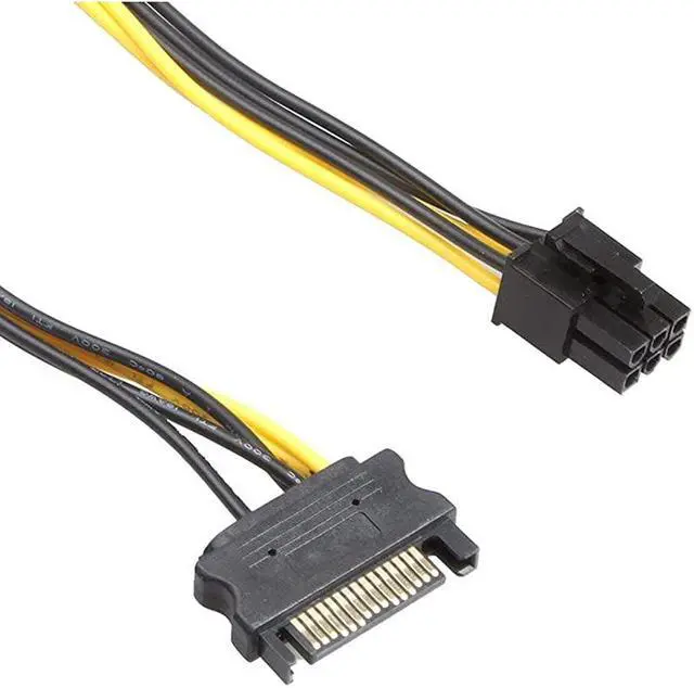 Alt view image 3 of 5 - 5 Pack 6 Pin PCIe to SATA Power Cable 8 Inches 20cm SATA15Pin Male to 6Pin HSG