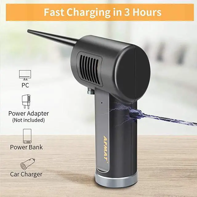 Alt view image 5 of 7 - Air Duster for Computer Better Choice for Air Can Duster Compressed Air Can Air Canister Spray Air Duster for Computer w 6000mAh Rechargeable Battery 10W Fast Charging 33000 RPM