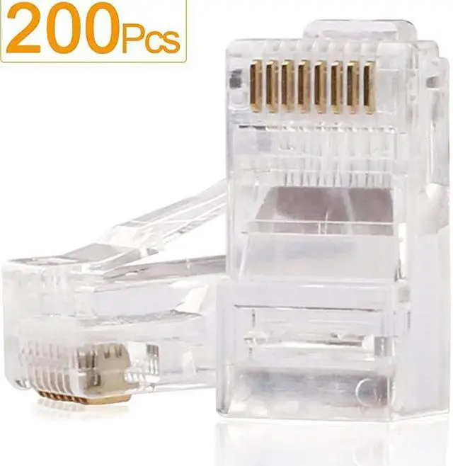 Main image of RJ45 Ends RJ45 Connectors Cat6 Connector Cat5e Connector Cat5 Connectors Ethernet Cable Crimp Connectors200Pcs