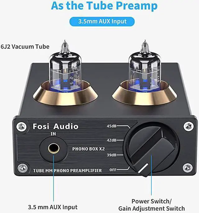 Alt view image 2 of 7 - Phono Preamp for Turntable Preamplifier MM Phonograph Preamplifier with Gain Gear Mini Stereo Audio HiFi PreAmplifier for Record Player with DC 12V Power Supply Box X2